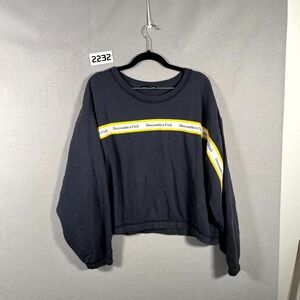 Abercrombie & Fitch Cropped Sweatshirt Womens XL Black Fleece Lined Round Neck